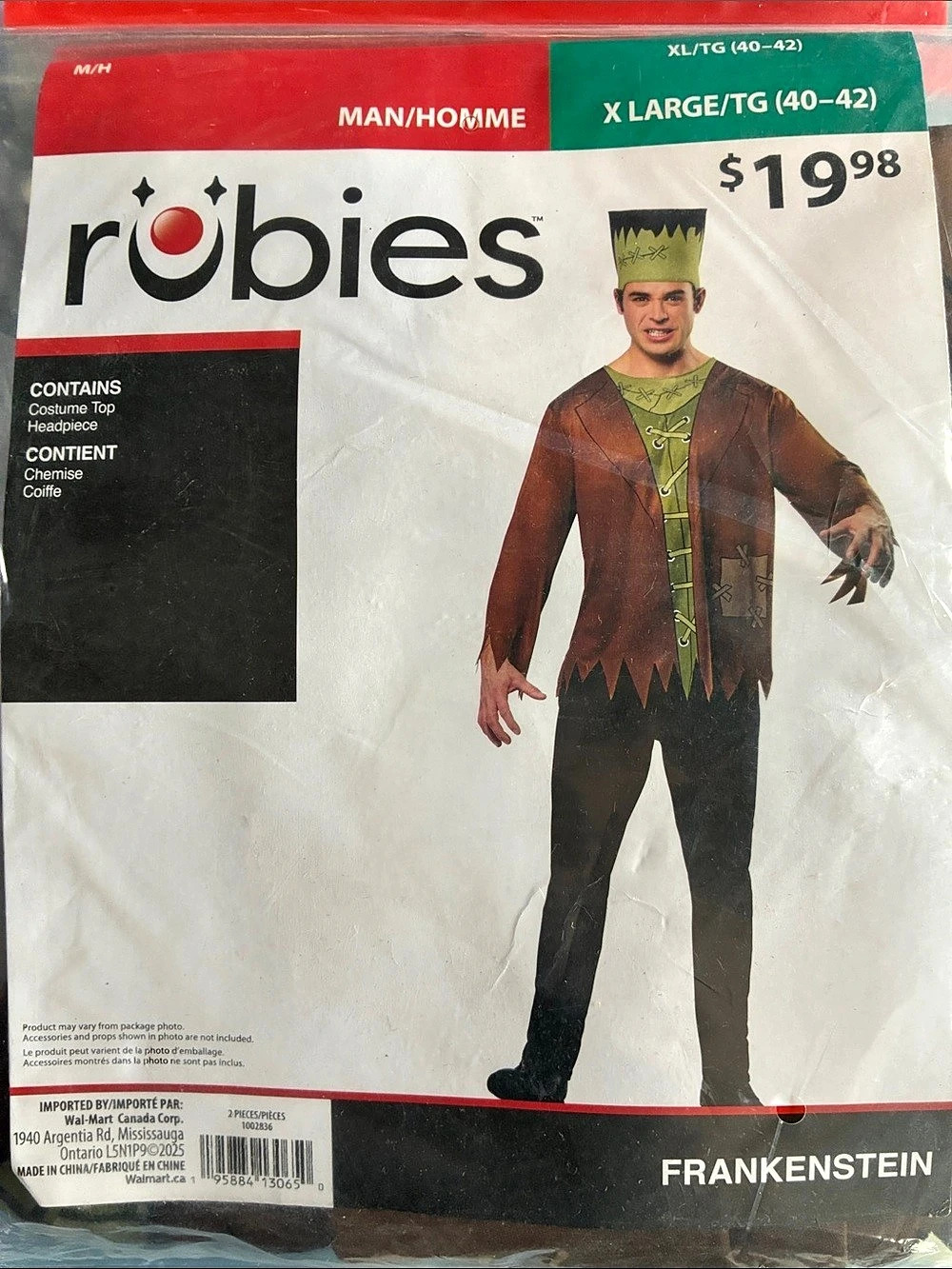Robies Frankenstein Costume Men's XL (40-42) NWT